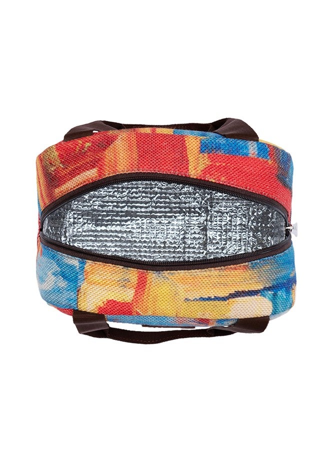 ZOUK حقيبة غداء/علبة طعام معزولة من الجوت متعدد الألوان مطبوع عليها تصميم تجريدي مذهل من زوك - Image 5